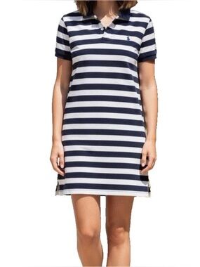 Ralph Lauren Striped Polo Dress Navy White Size L